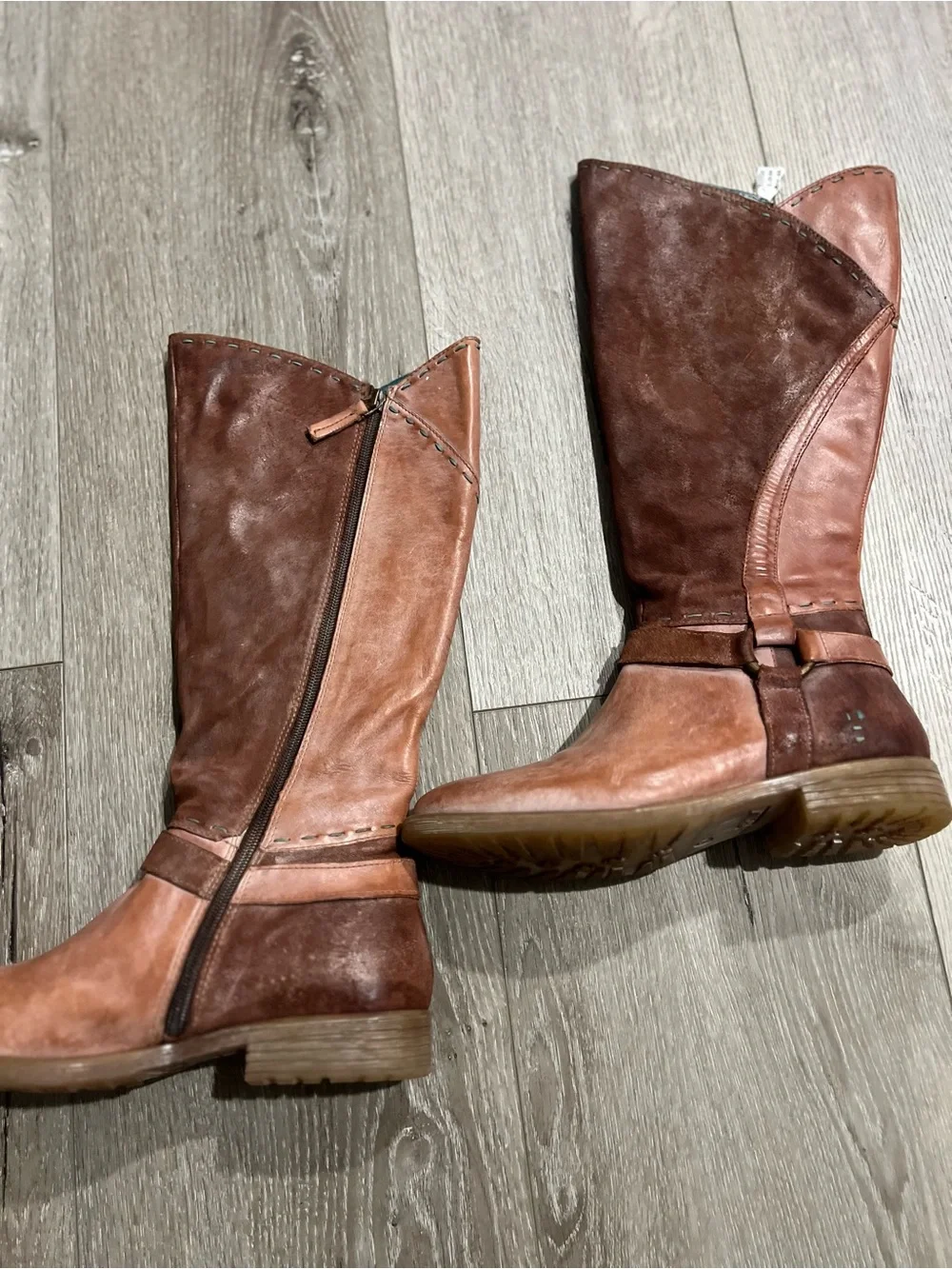 Roan by Bed Stu Karolus distressed two tone Tall Boots